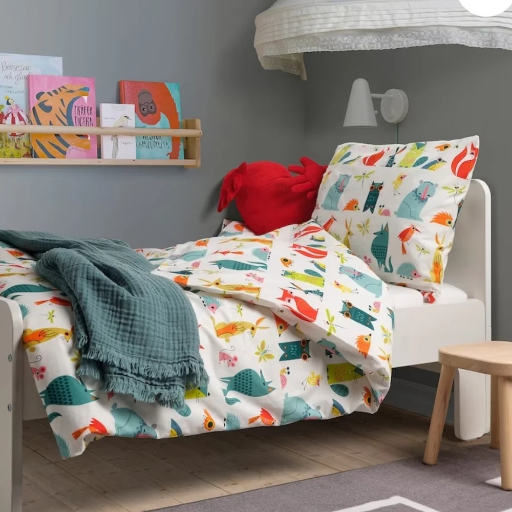 Ikea LATTJO Duvet Insert & Duvet Cover Animal Print Multi Twin Colorful Festive